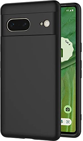 AICEK Compatible with Google Pixel 7 Case, Black Silicone Cover for Google Pixel 7 Black Case