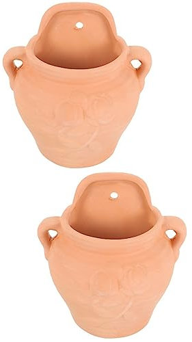 Yardwe 2 Pièces Jardinière Suspendue Garde-Corps Jardinière Suspendue Mur Pot De Fleurs Pot De Chlorophytum Panier Suspendu Pot en Terre Cuite Support De Plante en Terre Cuite Brun Clair