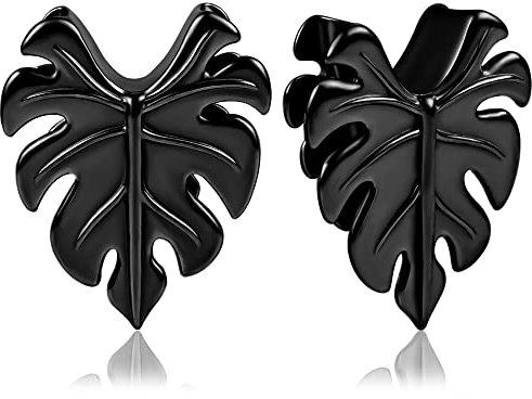 Vankula Ohr Flesh Tunnel Saddles Plug Monstera Edelstahl für Gestreckte Expander Ohrpiercing 8mm(0G) Schwarz