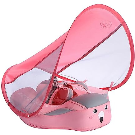 Voihamy Natation pour Bebe - Piscine Bouee Bebe - Bouee Bebe avec Pare Auvent - UPF 50+ Funny Anneau Bain Bébé avec Pare Soleil | Boucle Sécurité Accessoires Piscine Pas Retournement