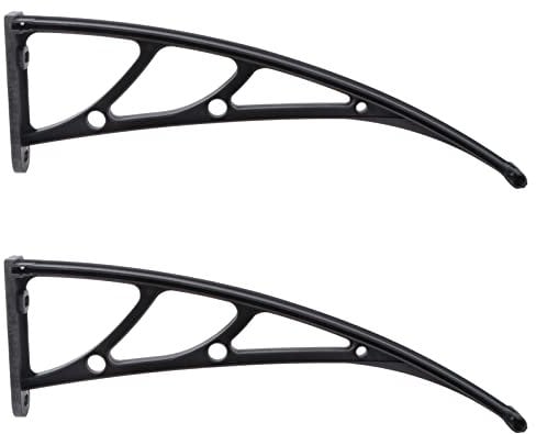 RiJpex corner bracket,shelving brackets,2PCS Awning Brackets, Door Canopy Support Window Eaves Awning Holder, Fixing Bracket, 3mm Bracket Slot Width (Color : Black, Size : 2pcs)