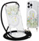 Yoedge Handyhülle Handyband für iPhone 13 mini 5,4 Hülle mit Band,Transparent Magnetisch Case Kompatibel mit Magsafe, Silikon Stoßfest Kordel zum Umhängen Schutzhülle mit Aesthetic Muster 1-Blumen