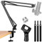 LacBec Brazo para Microfono, Soporte Microfono Mesa Ajustable para Podcasting Grabación, Compatible con HyperX QuadCast, Blue Yeti, Elgato Wave, Fifine y Otros Micros