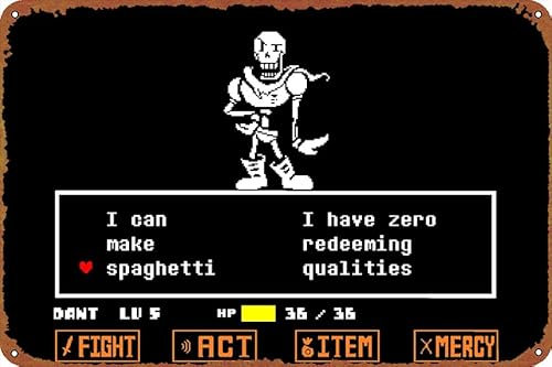 Videospiel Undertale Papyrus Poster Vintage Niedliches Metallschild Geschenk Retro Neuheit Cafe Store Garage Blechschilder 20,3 x 30,5 cm