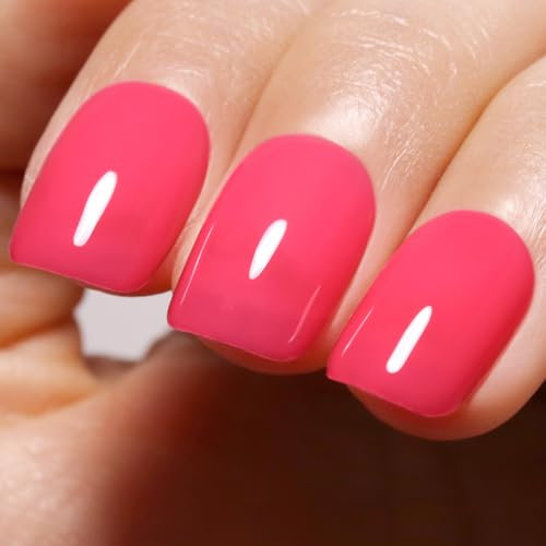 Imtiti Sheer Neon Pink Gel Nail Polish, Jelly Hot Pink Translucent Color UV/LED Soak Off Gel Polish für DIY Nail Art Maniküre und Pediküre zu Hause oder im Salon, 0.5 fl oz