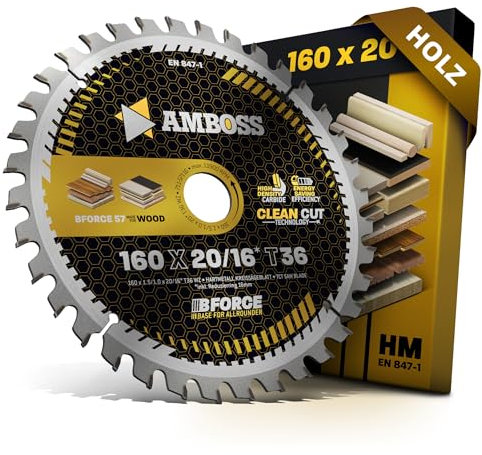 HM Kreissägeblatt 160x20 16 Z36 Wechselzahn für Akku Holz - Feinschnitt. AMBOSS WERKZEUGE® Sägeblatt 160mm +Reduzierring 16 20mm. 160x20 160x16 komp. zu Mafell Erika 55 60. K 65 cc. KSP 55 F. KSS 400