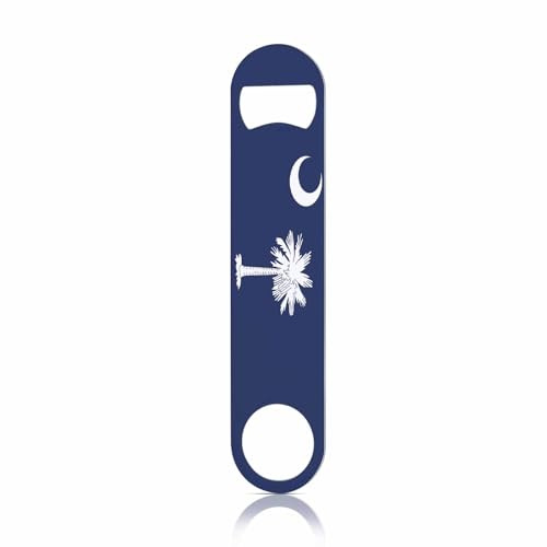 TASDANA South Carolina Flag Stainless Steel Bottle Opener Abstract Moon Coconut Sign Blue Patriotism United Country Flat Beer Bottle Opener Keychain for Home Kitchen Bar Restaurant Party Birthday Gift