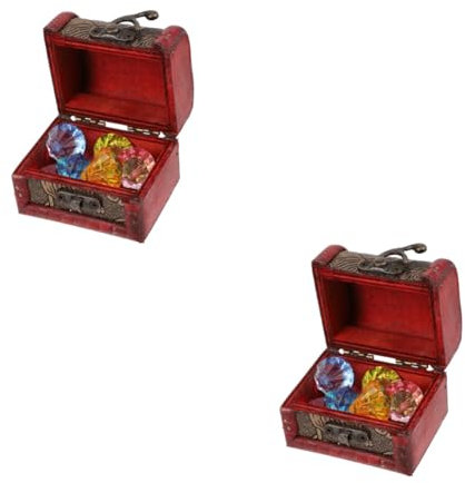 BESTonZON 2 Sätze Piraten-schatztruhe Piratenschatz-edelsteine Holzspielzeug Piraten-cosplay-requisiten Vintage Kleine Schatztruhen Aufbewahrungsboxen Für Ornamente Tier Kind Vase Hölzern