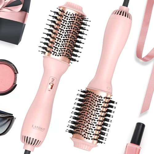 LANDOT Warmluftbürste Rundbürstenföhn Stylingbürste Föhnbürste Heißluftbürste: One-Step Haartrockner und Volumiser - Plus 2.0 Ionen Glättbürste Volumenbürste Heißluftkamm und Styler