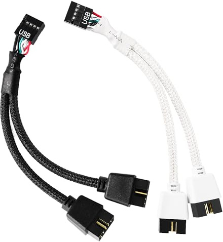 KUOQIY 2 Piezas USB 2.0 Cable de Extensión Macho a Hembra Doble 9 Pines, Separador de Cabecera para Placa Base Interna de Ordenador