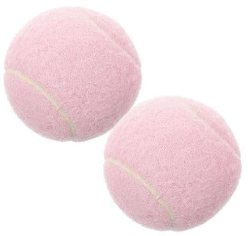 KOMBIUDA 2 Palline Tennis in Gomma Per Principianti Set Allenamento Palline Da Tennis Rosa Esperti