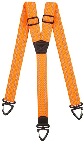 Olata Hohe Sichtbarkeit Reflektierende Hosenträger Herren mit Karabinerhaken aus Kunststoff - 4cm. Orange (Y-Form)