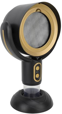 Jeffergarden Desktop Range Hood Convenient 2 Speed Oil Cup Kitchen Exhaust Fan for Indoor BBQ Hot Pot USB Rechargeable ABS Material (Black and Gold)