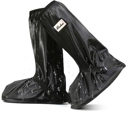 LURNODY Ein Paar Verdickter Regen überschuhe Fahrrad, Regenüberzieher Schuhe Doppelschichtschutz, überzieher Schuhe Regen Enthält Verschlüsse, Die Nicht Leicht Abzufallen Sind (Schwarz L)