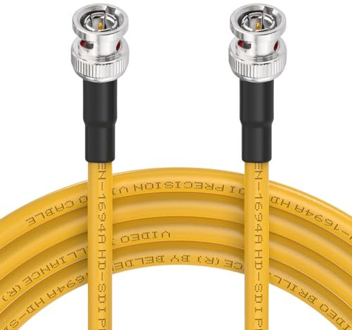 Superbat SDI Kabel 15m 3G/6G/12G/HD/4K/8K (Belden 1694A,75ohm) BNC Stecker auf Stecker SDI-Videokabel für HD-Kamera CCTV Monitor Videoausrüstung -Zitronengelb, 1stk