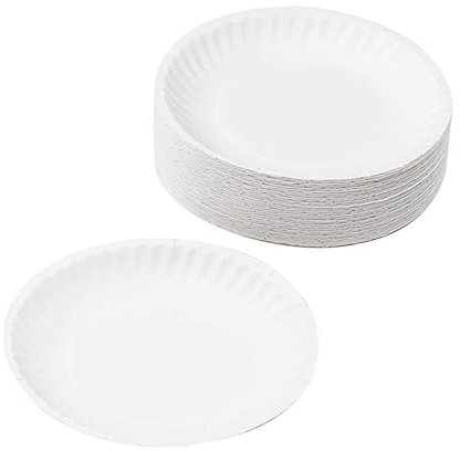 Abaodam 50pcs Drawing Doodle Paper Plate White Party Paper DIY Pulp Plates Paper Dish Paint Pallet White Graffiti Plates White Serving Tray White Tray DIY Pulp Tableware Paper Plates