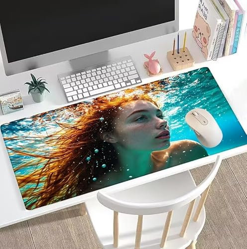 Tapis de Souris Rivière Tapis de Souris Gamer XXL 1600x800x3mm Gaming Accessoire, Tapis de Souris Femme Tapis Souris Résistant à l'eau avec Base en Caoutchouc antidérapant, Deco Bureau Travail W5-161