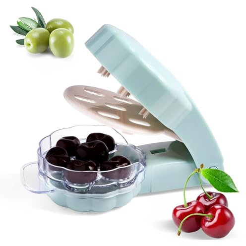 MEETOZ Cherry Pitter, Olive Pitter Tool Pit Remover Quick Push Pull 6 Hole Seed, Multi-Function Cherry Pitters Core Remover Portable Saving Lock Design Corer Kitchen Seed Depitter Tool