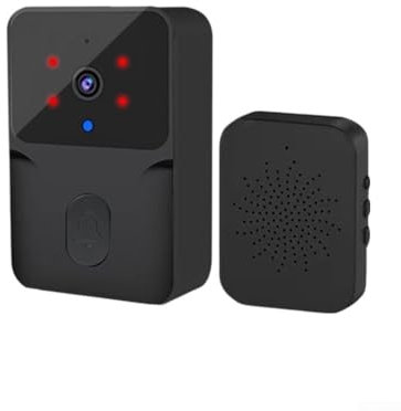 MeevrgR Wireless Doorbell with HD Display - Easy Mobile Connection, Low-Light Visibility, Two-Way Intercom, Safety Voice Conversion Suitable for KEMENT(black)