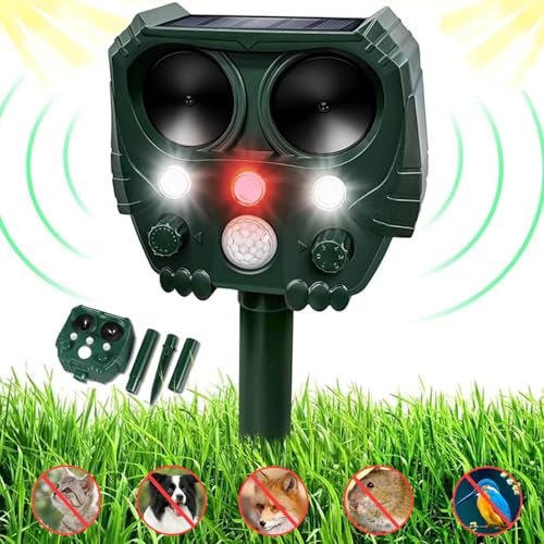 Joomouney Cat Repellent Garden, Cat Deterrent Solar Ultrasonic Animal Scarer Waterproof F0624