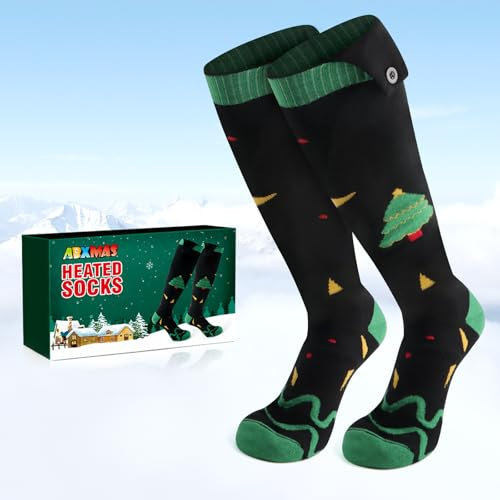 ABXMAS Heated Socks, RechargeableHeating Socks 5000mAh Battery 4 Levels Temperature Warm, Socks for Winter Indoor Activities Skiing Cycling Outdoor Work