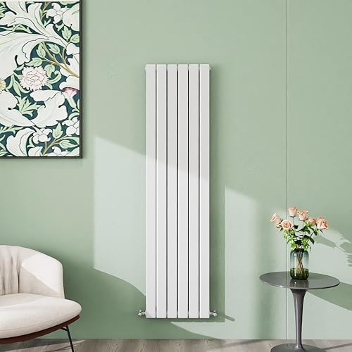 Simple Bathroom 1600×408mm White Vertical Designer Radiator Single Panel Modern Central Heating Flat Panel Radiators