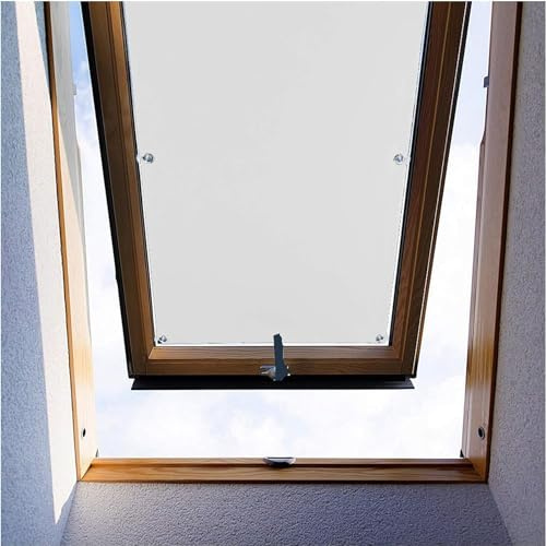 Ygann Dachfenster Rollo Thermo Sonnenschutz Verdunkelungsrollo für Dachfenster UV Schutz mit Saugnäpfe ohne Bohren ohne kleben (Weiß,96x73cm)