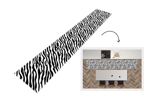KitchenYeah© Küchenläufer Antirutschmatte Küche Küchenmatte Kitchen Floor | 300x50 cm - Mat Waschbar Rutschfest Küchenbodenmatte Läufer Anti Rutsch Tiere - Zebra - Design