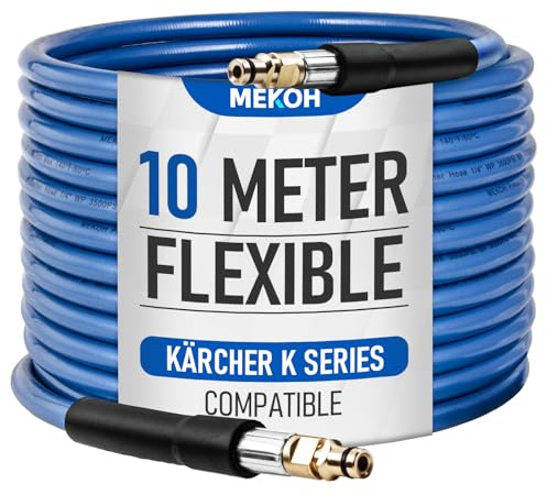 MEKOH Pressure Washer Hose 10m for Karcher K Series (K2 K3 K4 K5 K7) - Longer, Flexible Extension & Replacement High Pressure Hose, Quick Connect Pressure Washer Accessories, for Car & Patio Cleaning