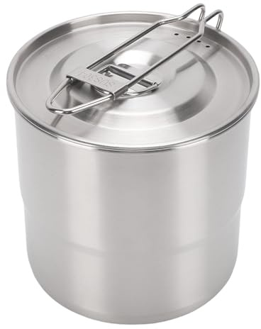 RiToEasysports Tasse de Camping, Pot de Camping en Acier Inoxydable 304 avec capacité de 3 L pour la Cuisine en Plein Air et la Randonnée (poignée Unique)