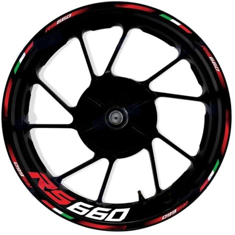 Sticker Set Motorrad-Felgenaufkleber Für Aprilia RS660 RS 660 17 Zoll Felgenaufkleber Nabenaufkleber Nachtreflektierend Dekorativ Motorrad Felgenaufkleber Komplett(Farbe 1)