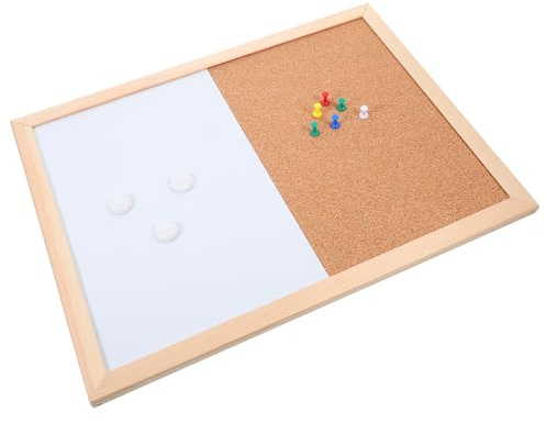 Toyvian Magnetische Korktafel 40X30cm mit Schwarzem Schreibfeld Multifunktionales Memoboard für Büro und Zuhause Beschreibbare Pinnwand mit Wandaufhängung