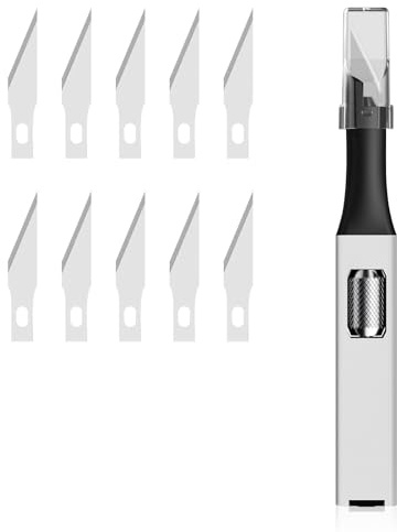 Taglierino Di Precisione,Cutter Di Precisione Con 10 Lame Di Olio Antiruggine,Bisturi Modellismo,Con Manico Per Riporre La Lama,Coltello Da Intaglio Artistici Per Scultura Mestiere Fai Da Te