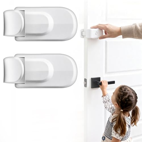 The Snap-On Door Lock Kids Can't Reach or Defeat - No Tools or Adhesives Required, 2026 New Snap On Door Lock - Child Proof Door Latch, Door Handle Safety Lock for Toddler, Cat & Dog (2pcs)