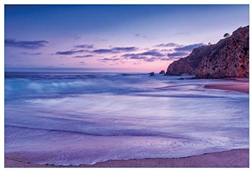 Wallario Küchenrückwand selbstklebend 90 x 60 cm, Motiv: Kalifornischer Strand am Abend mit Felsenküste | Spritzschutz abwischbar & pflegeleicht