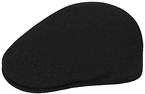 Kangol Original 504 Black Gold Flatcap Schirmmütze Wollcap Schiebermütze Herrencap Damencap (S (54-55 cm) - schwarz)