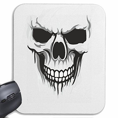 Mousepad (Mauspad) Skull Totenkopf SCHÄDEL Biker Rocker Gothic Motorradfahrer Szene SCHÄDEL Skelett für ihren Laptop, Notebook oder Internet PC .. in Weiß