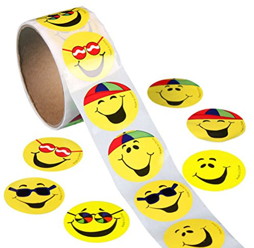 100 Stück Gelbe Stickers Kinder Belohnung Aufkleber Runde Aufkleber