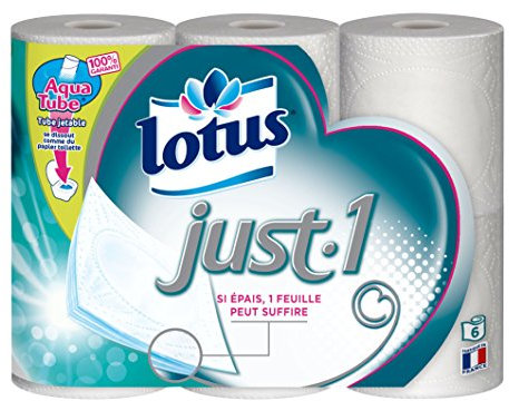 Lotus Just.1 - Papier toilette 5 épaisseurs Blanc - 6 rouleaux
