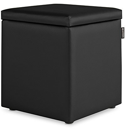 Happers Hocker mit Stauraum aus Kunstleder Schwarz für das Wohnzimmer oder Schlafzimmer