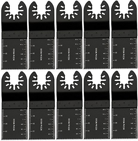 10 pcs 34mm Outil Multifonction Lames Lame Oscillante Outils en Acier au Carbone à Usages Multiples DIY pour Scier Couper Racler Façonner Polir et Enlever le Coulis (10 pcs)