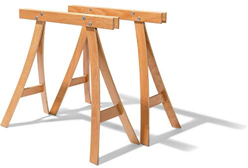 Modulor Tischbock Derk, 71 cm x 35,5 cm x 82,5 cm, Tischgestell aus Buche-Schichtholz mit Melaminharzbeschichtung für Tisch, 2 Stück, naturbraun