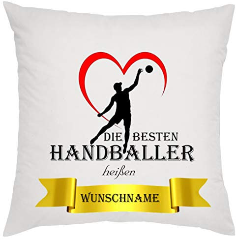 Die besten Handballer heißen Wunschname Zierkissen, Sofakissen, bedrucktes Kissen, Bauwollkissen
