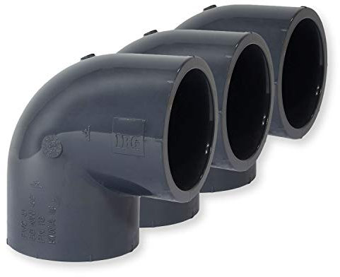 Paradies Pool GmbH PVC Fitting Winkel 90°, Ø 50mm mit Klebemuffen, Qualität aus Europa, Menge: 3 Stück