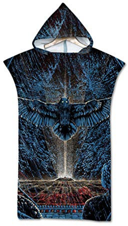 HNHDDZ Badetuch Erwachsene Robe Handtuch Poncho 3D Tier Eule Schildkröte Wolf Mit Kapuze Decke zum Surfen Schwimmen Neoprenanzug Ändern Leicht, Badetuch (Eule)