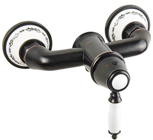 PaulGurkes schwarze Nostalgie Duscharmatur Retro Design Einhandmischer Bordüre schwarz Landhausstil Mischbatterie Armatur für Dusche Aufputz Mischbatterie Wasserhahn für Duschen Brausebatterie Vintage