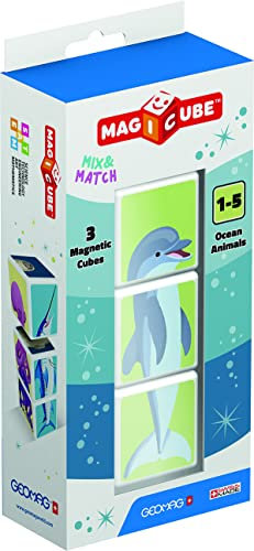 Geomag Magicube 113 - Ocean Animals - 3 Magnetwürfel für Konstruktionen