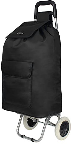 ARIANA Lightweight 2 Wheel Large Shopping Trolley Shopping Cart Grocery Bag Shopper - ST54 (Plain Black)