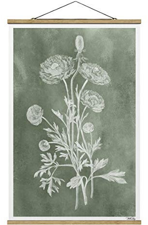 Stoffbild Posterleisten Vintage Illustration Salbei Hochformat 3:2 75x50cm Eiche