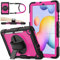 SEYMAC stock Case for Samsung Galaxy Tab S6 Lite 10.4 Inch 2024/2022/2020, Full Body Shockproof S6 Lite Case with Screen Protector, 360 Rotating Hand Strap/Stand, Pen Holder, Shoulder Strap, Rose